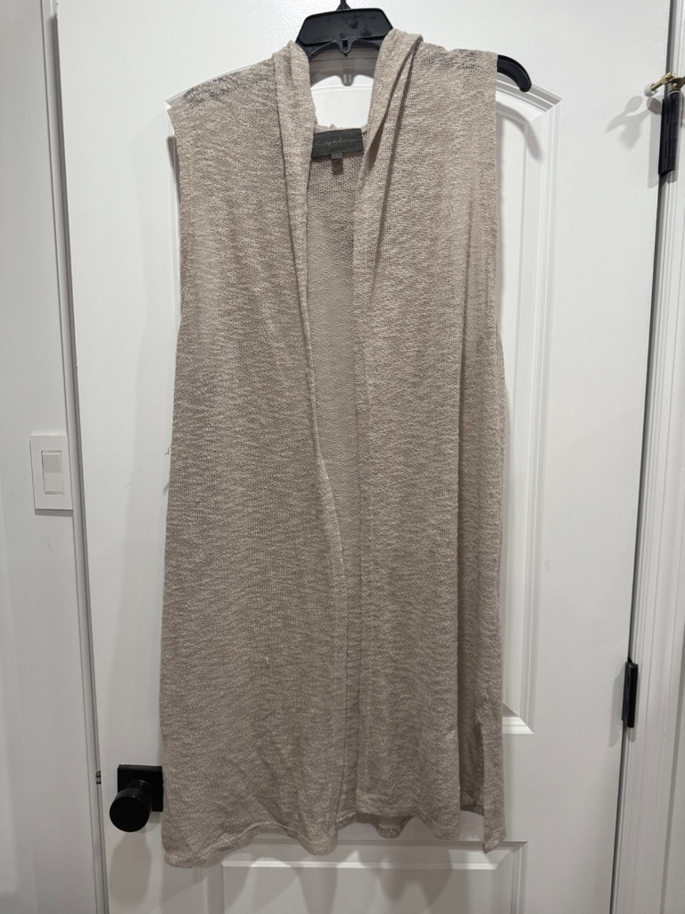 Anthropologie Sleeveless Hooded Open Front Cardigan - Beige